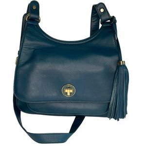 Isaac Mizrahi Bridgehampton Leather Saddle Bag Crossbody Peacock